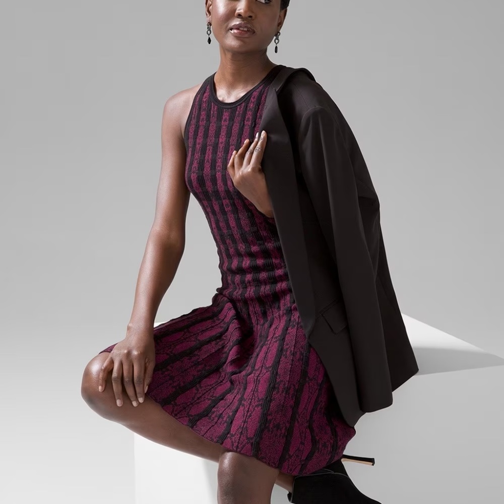 WHBM Sleeveless Python-Print Sweater Dress - Picture 2 of 4